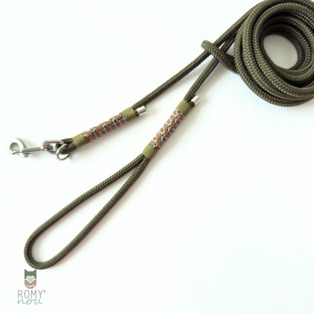 Longe pour Chat ROMY - KAKI Cuivre Bleu